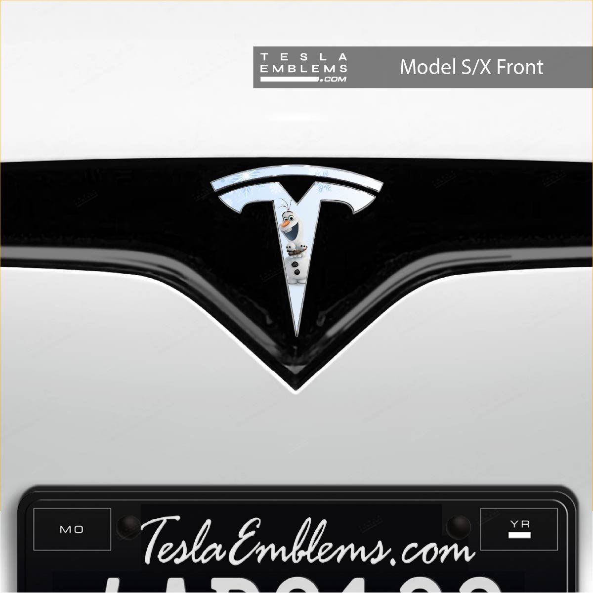 Olaf Tesla Emblem Decals (Front + Back) | Model S