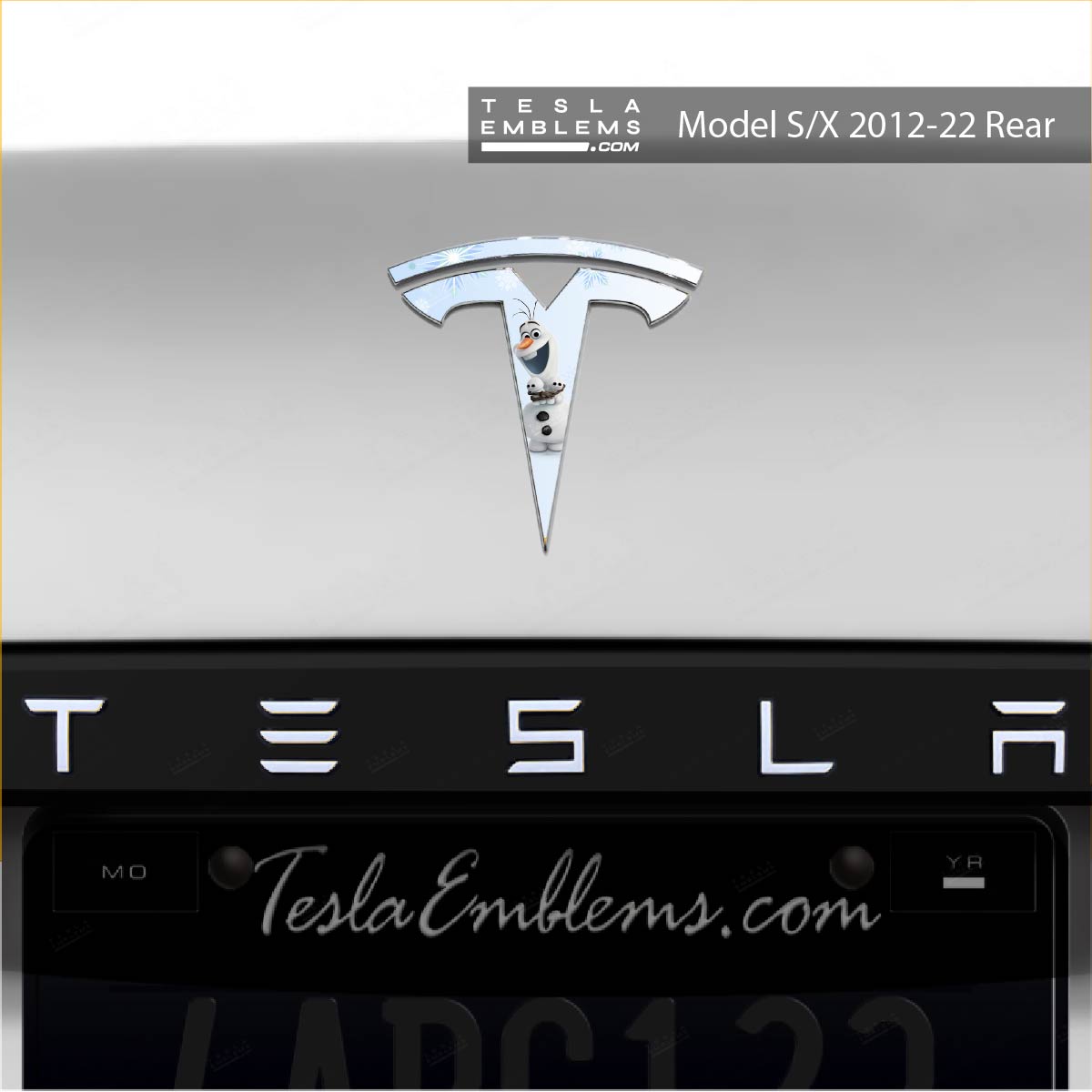 Olaf Tesla Emblem Decals (Front + Back) | Model X