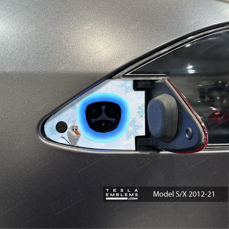 Frozen Olaf Tesla Charge Port Wrap | Model X