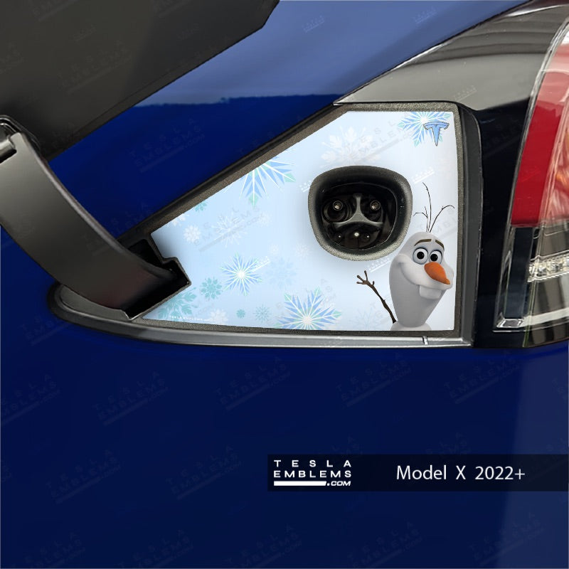 Frozen Olaf Tesla Charge Port Wrap | Model X