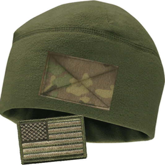 OD Watchcap with Camo loop & Free Multitan Flag Patch