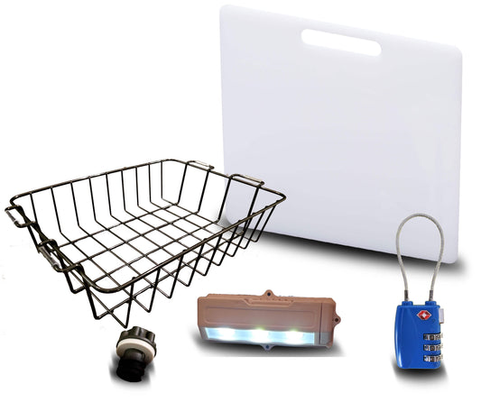 Accessory Kit - Divider/Cutting Board, Basket, Lock, Light, & Plug for 30 Quart Coolers