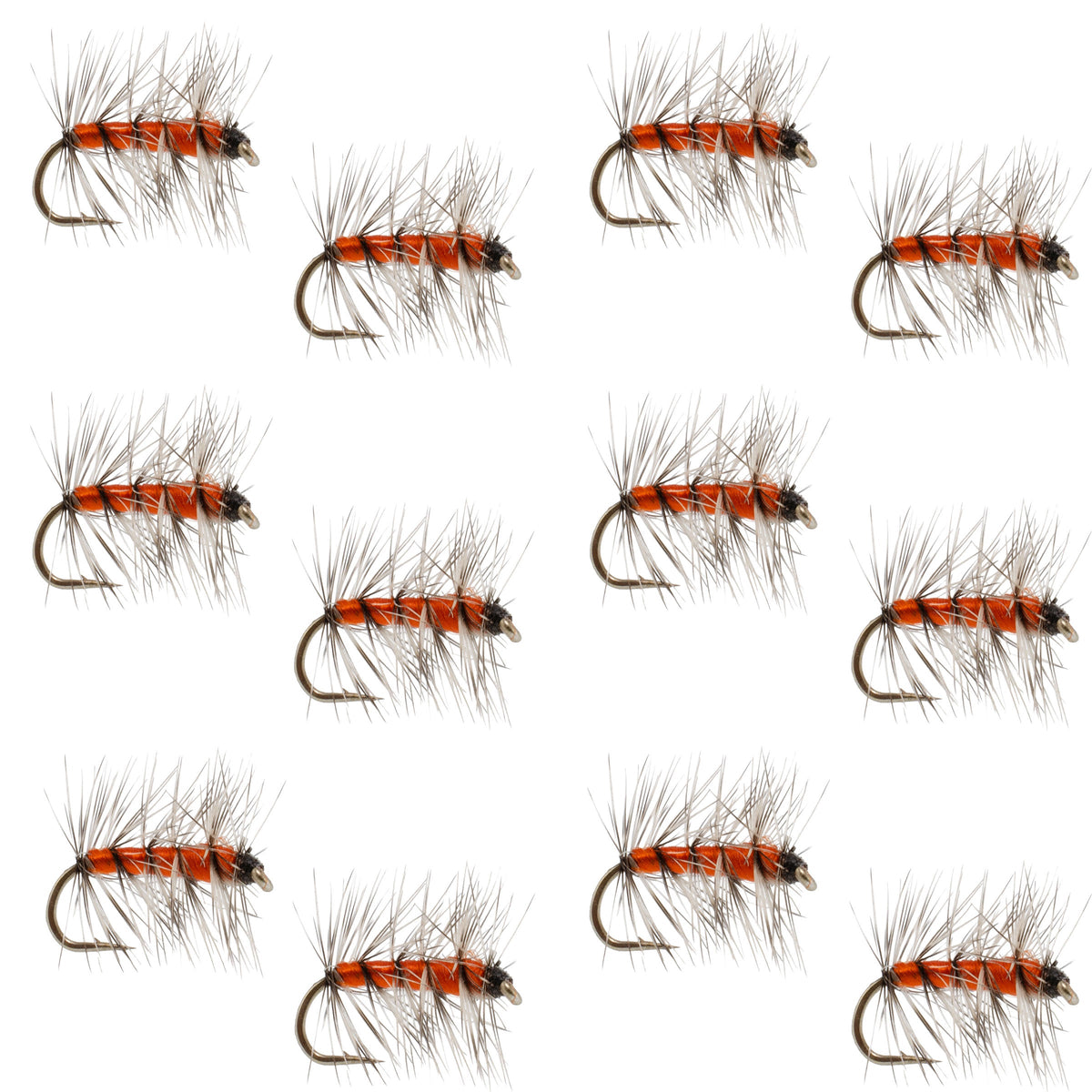 Orange Asher Midge Trout Dry Fly - 12 Flies Size 20