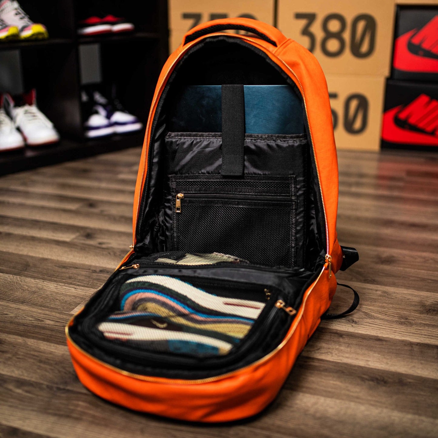 Orange Leather Commuter Bag