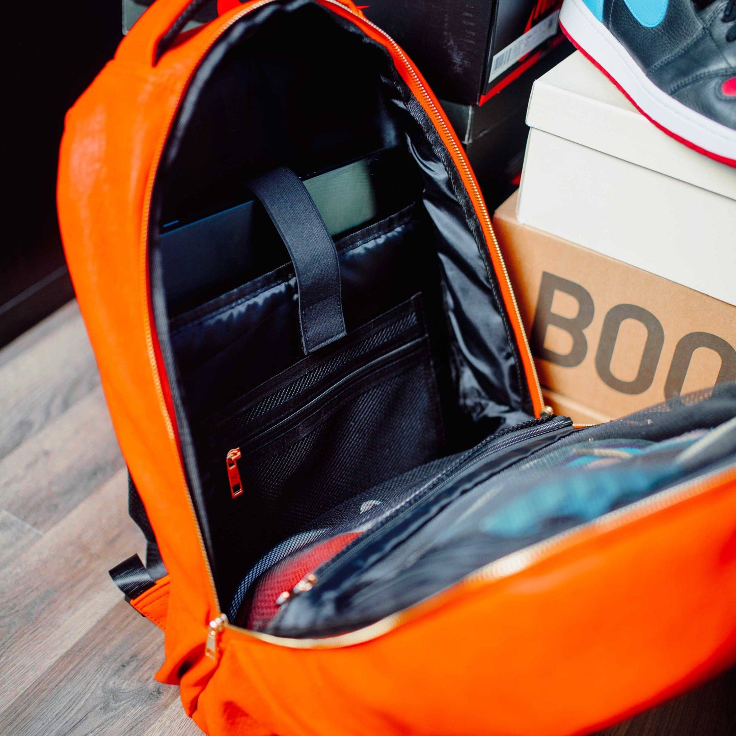 Orange Leather Commuter Bag