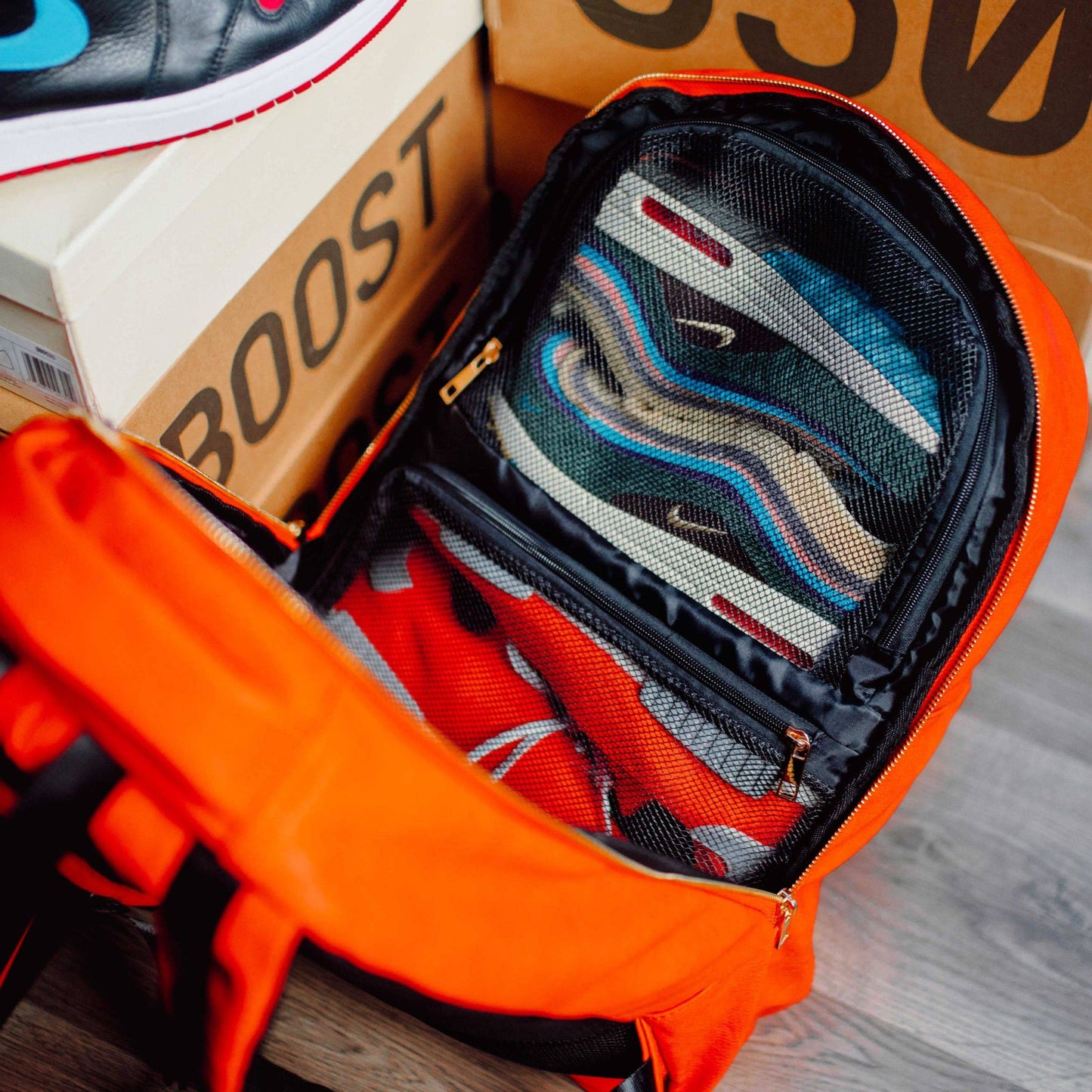 Orange Leather Commuter Bag