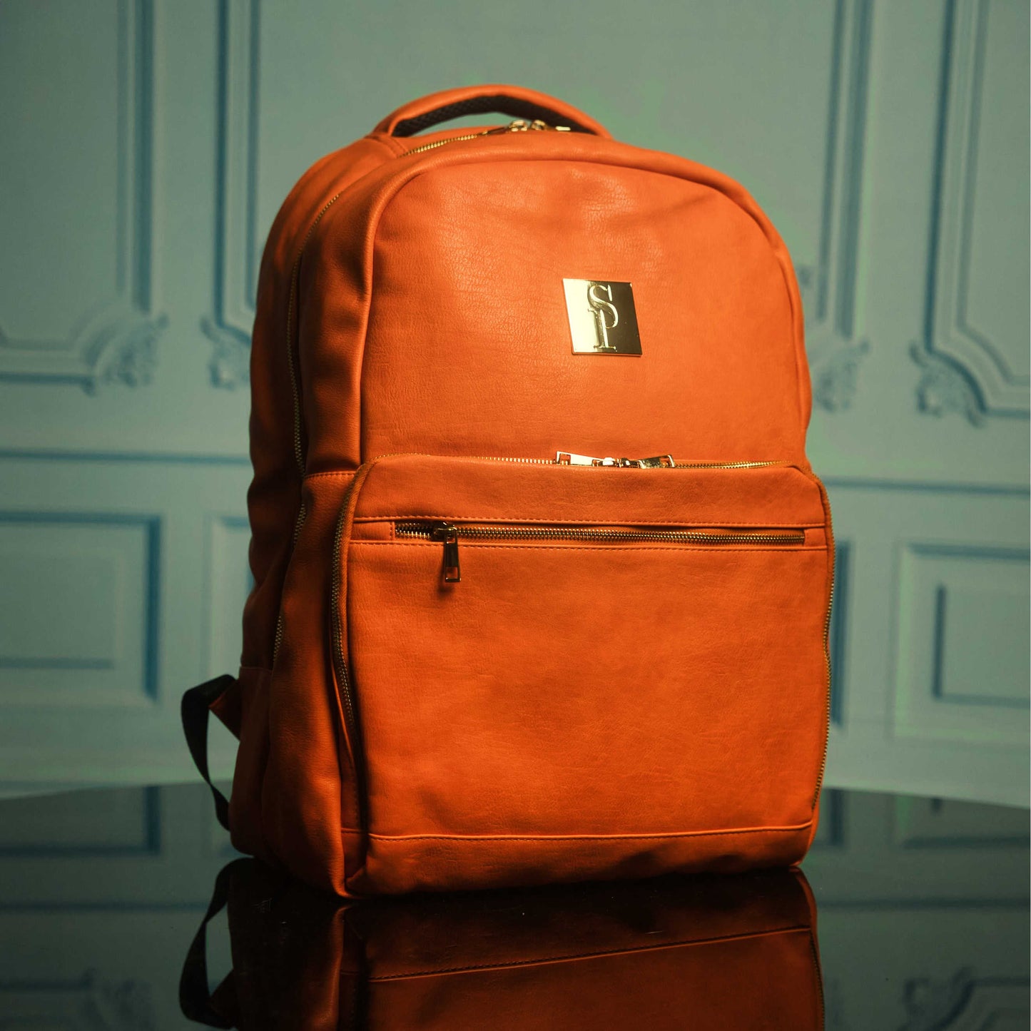 Orange Leather Commuter Bag
