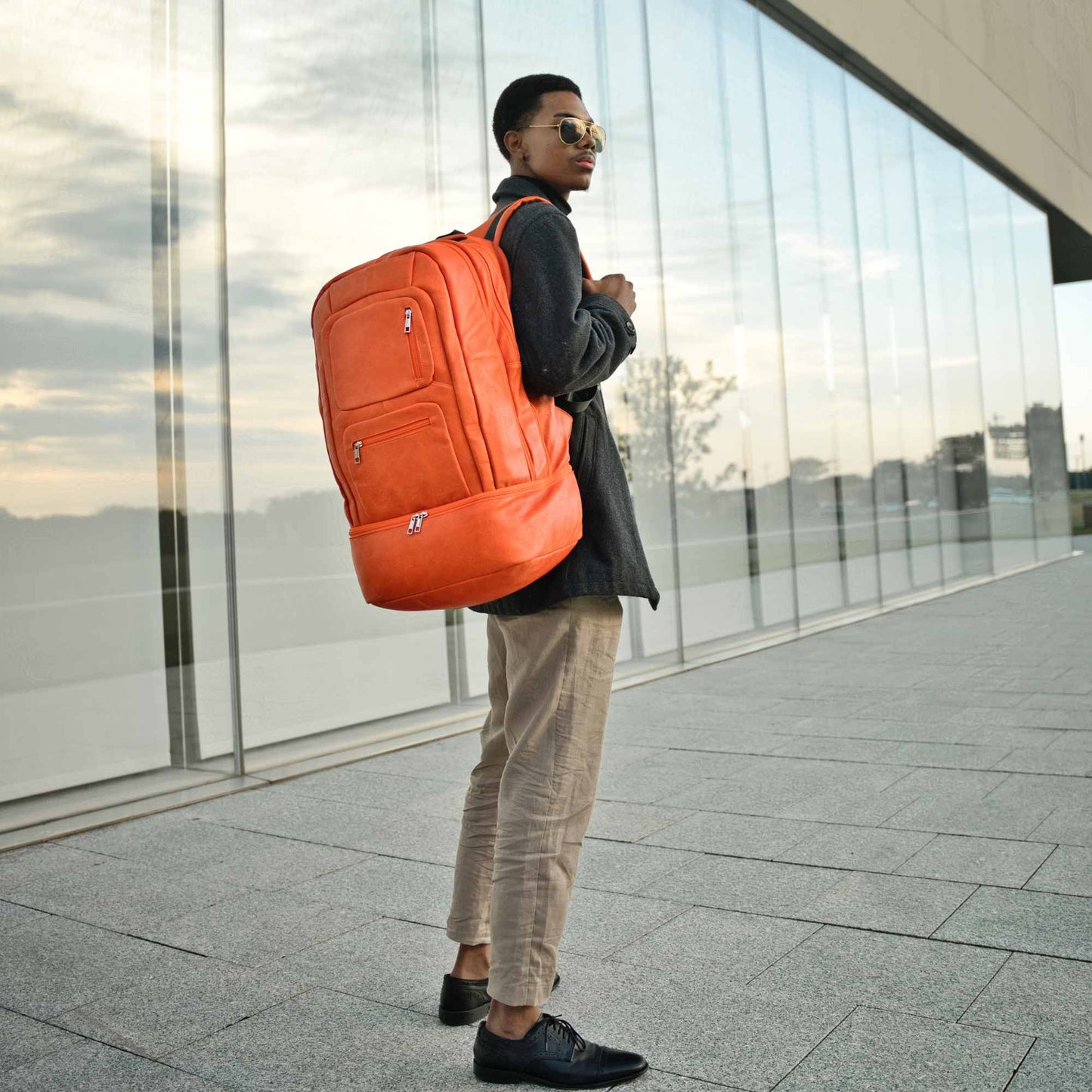 Orange Leather Patented Carry-On Backpack (Only 300 Made)