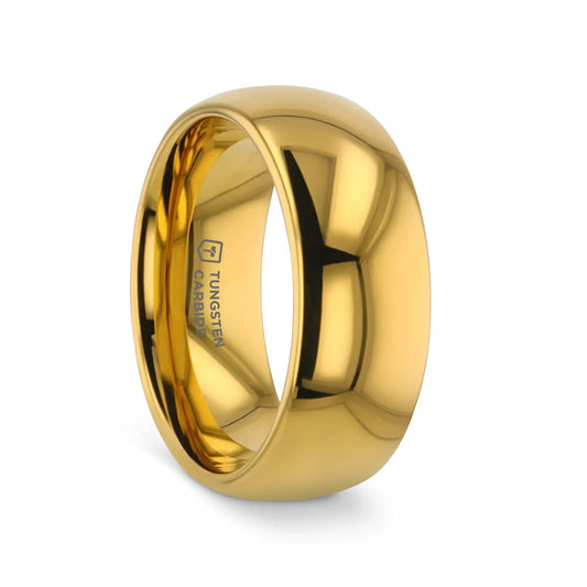 ORO Traditional Domed Gold-Plated Tungsten Carbide Wedding Ring, 4mm–10mm