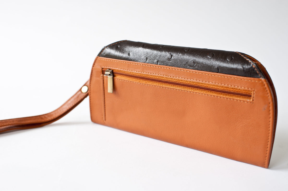 RFID Blocking Clutch - Ostrich Print