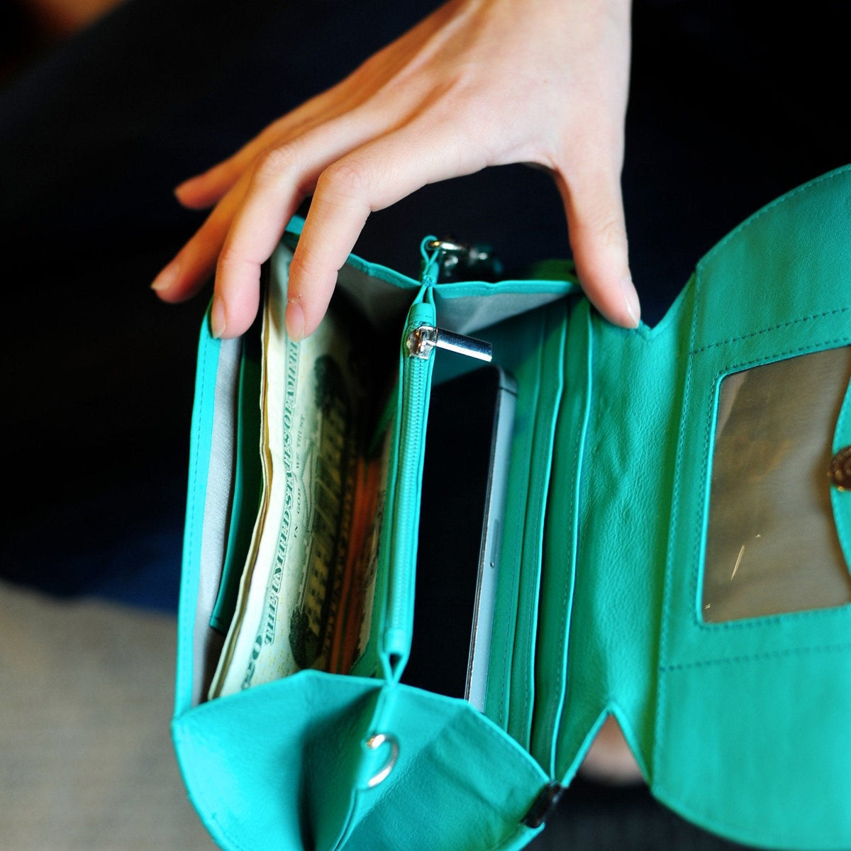RFID Blocking Clutch - Ostrich Print