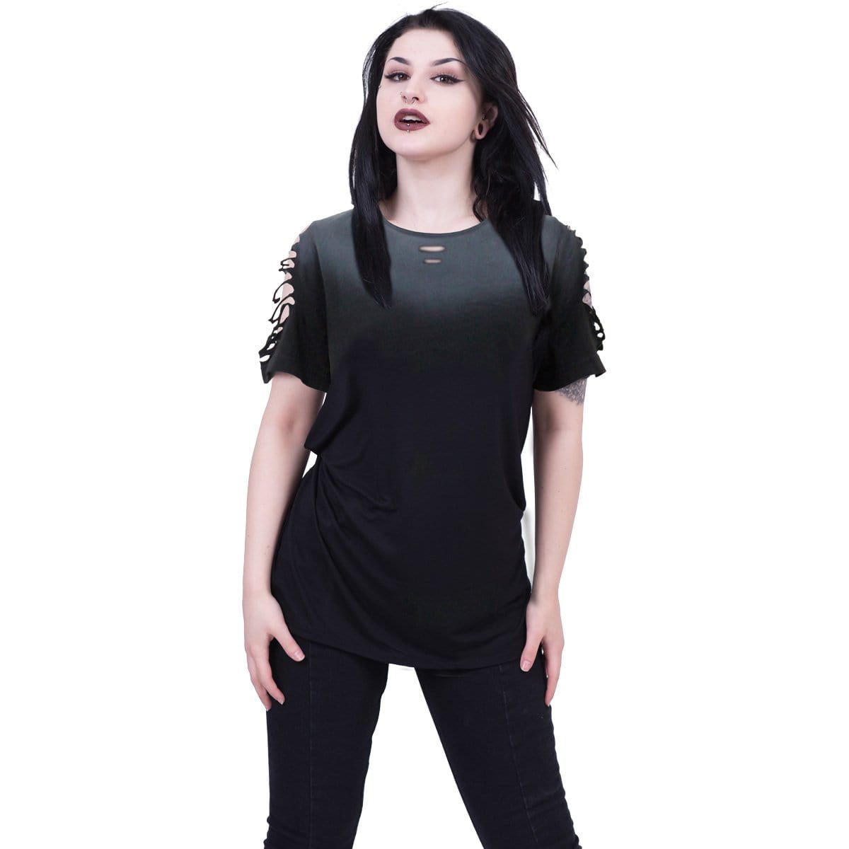 URBAN FASHION - Distressed Spray On Baggy Top