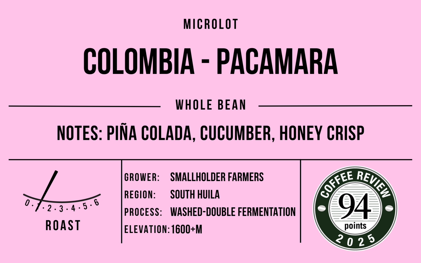 Colombia Pacamara, Light Roast - Microlot