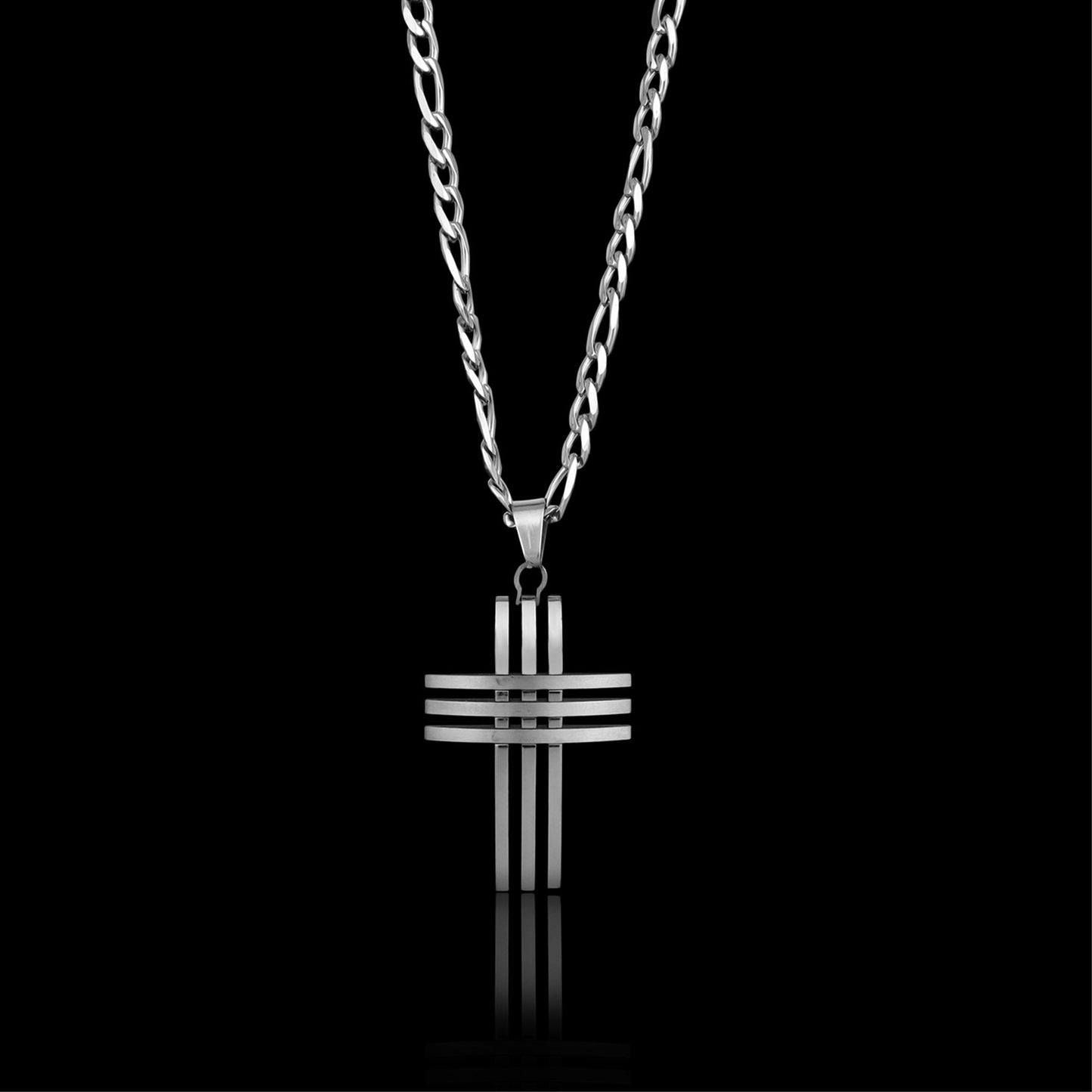 Stainless Steel Triple Cross Trinity Necklace