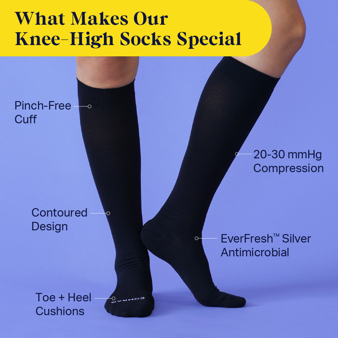 Knee-High Compression Socks – 3 Pack Solids (20-30 mmHg)
