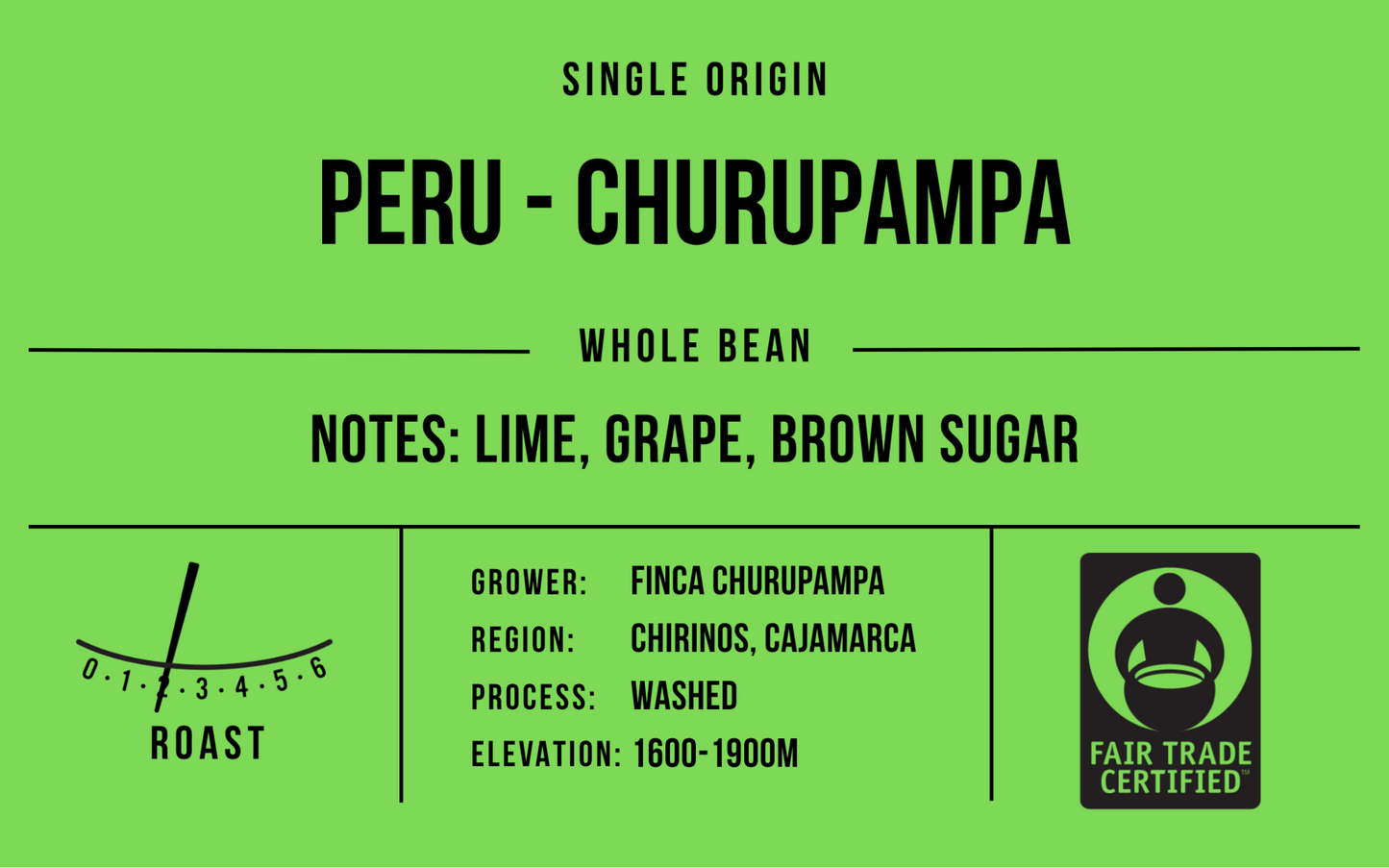 Peru Churupampa, City (mild) Roast, Fair Trade-Organic