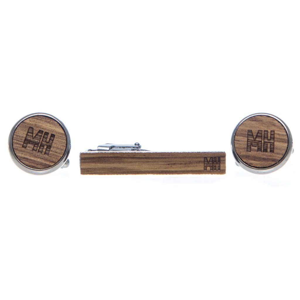 Cufflink & Tie Bar Set - Zebrawood