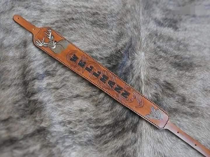 Custom Handmade Tooled Rifle Sling - Personalized
