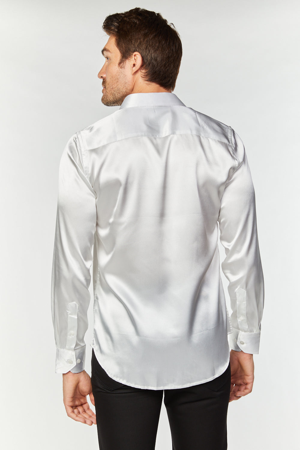 Men's Satin White Dress Shirt
