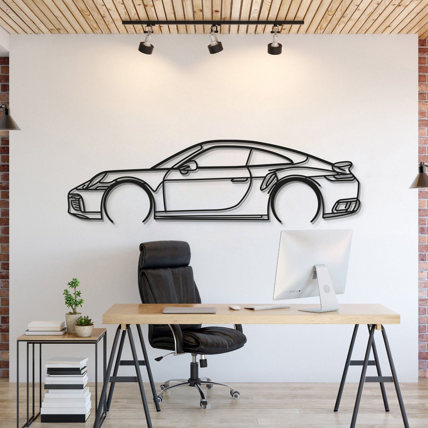 911 Turbo S Model 992 Detailed Metal Car Wall Art - MT0877