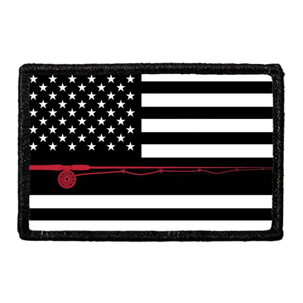 US Flag - Fly Fishing - Black and White - Removable Patch