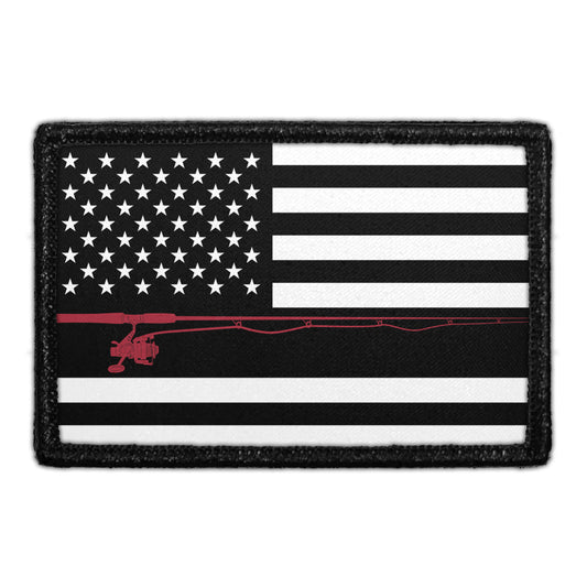 US Flag - Fishing - Black and White - Removable Patch