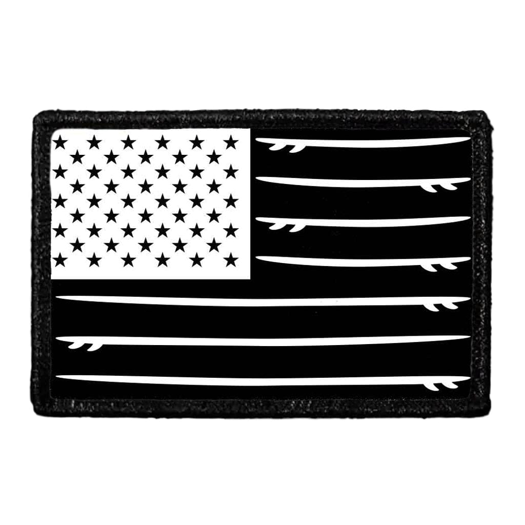 US Flag - Surfboards - Black and White - Removable Patch