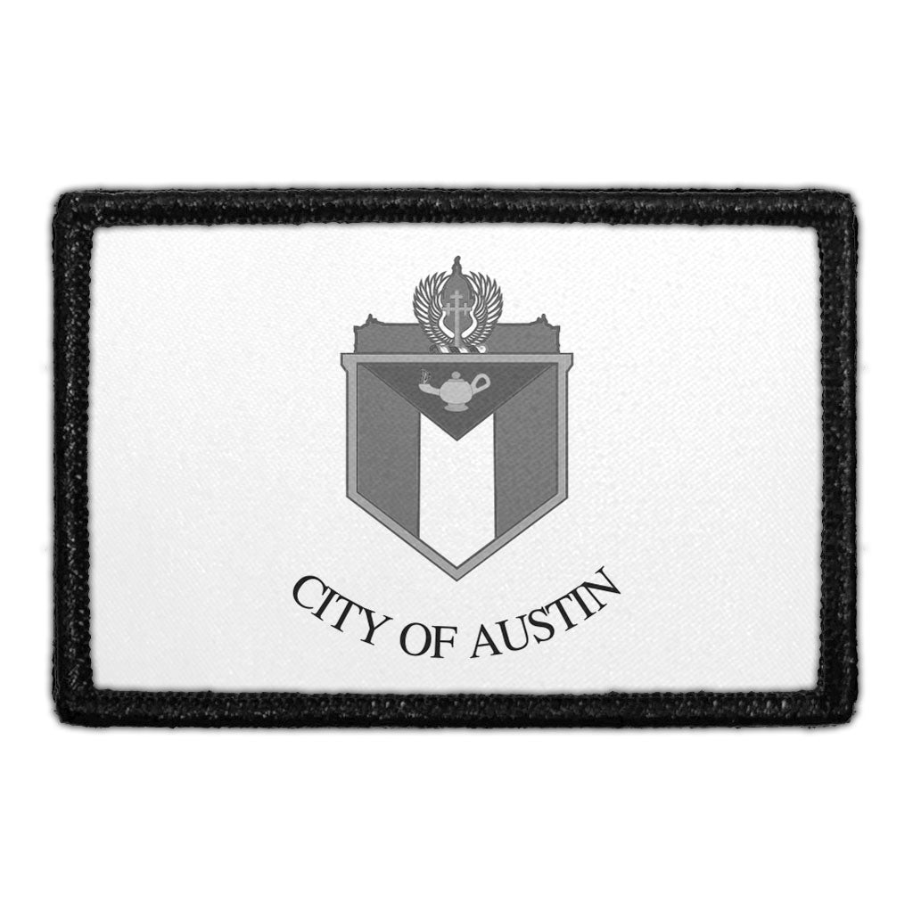 Austin City Flag - Black and White - Removable Patch