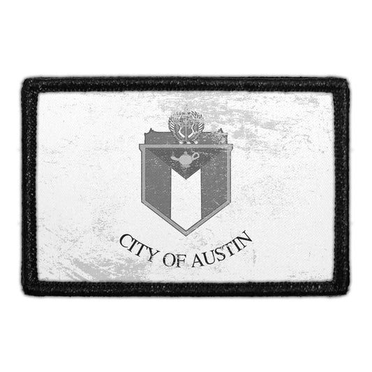 Austin City Flag - Black and White - Distressed - Removable Patch