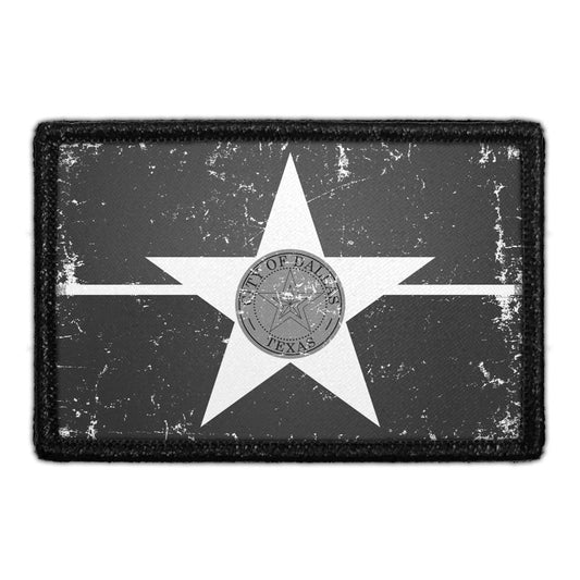 Dallas City Flag - Black and White - Distressed - Removable Patch