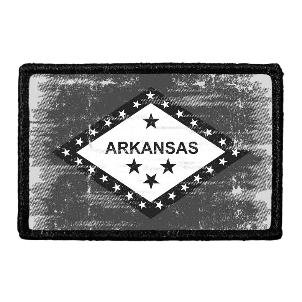 Arkansas State Flag - Black and White - Distressed - Removable Patch
