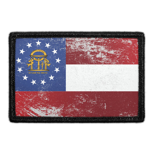 Georgia State Flag - Color - Distressed - Removable Patch