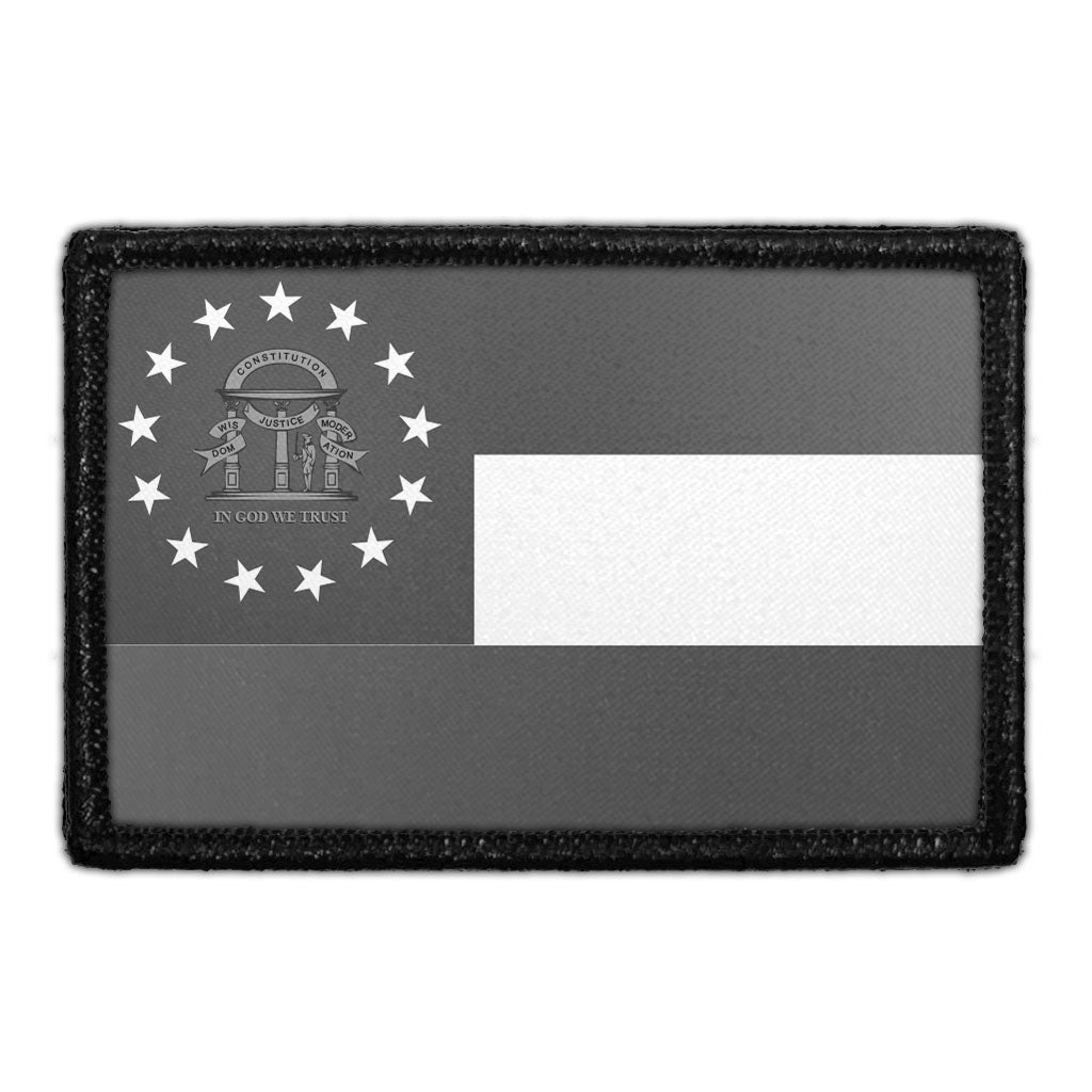 Georgia State Flag - Black and White - Removable Patch