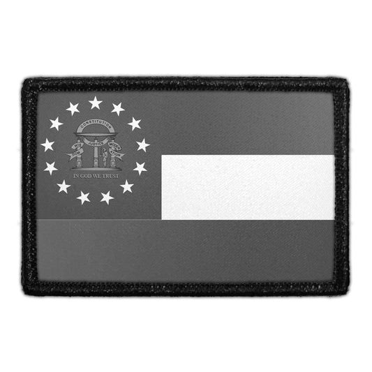 Georgia State Flag - Black and White - Removable Patch