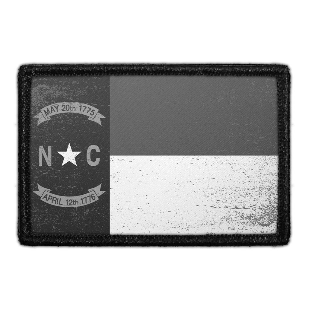 North Carolina State Flag - Black and White - Distressed - Removable Patch