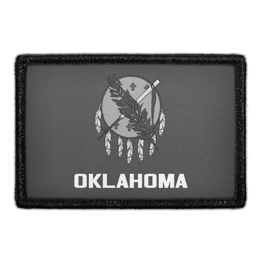 Oklahoma State Flag - Black and White - Removable Patch