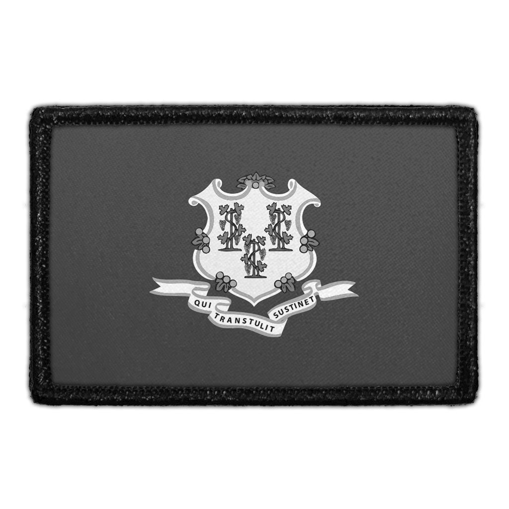 Connecticut State Flag - Black and White - Removable Patch