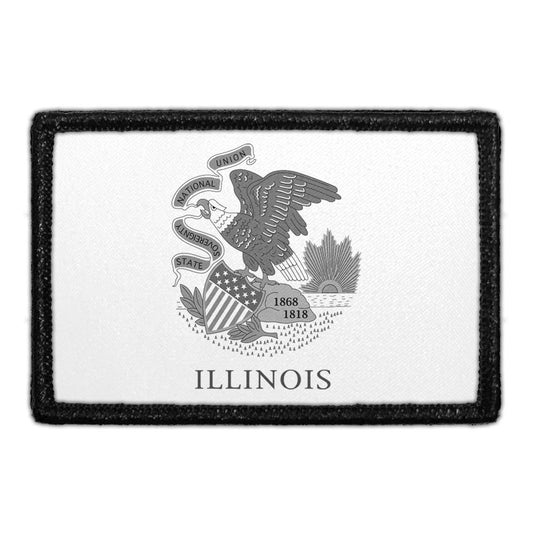 Illinois State Flag - Black and White - Removable Patch