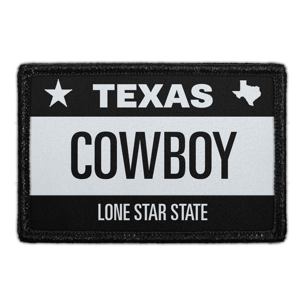 Cowboy - Texas License Plate - Removable Patch