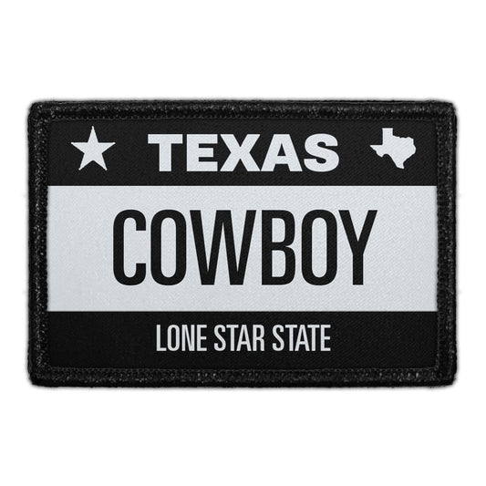 Cowboy - Texas License Plate - Removable Patch