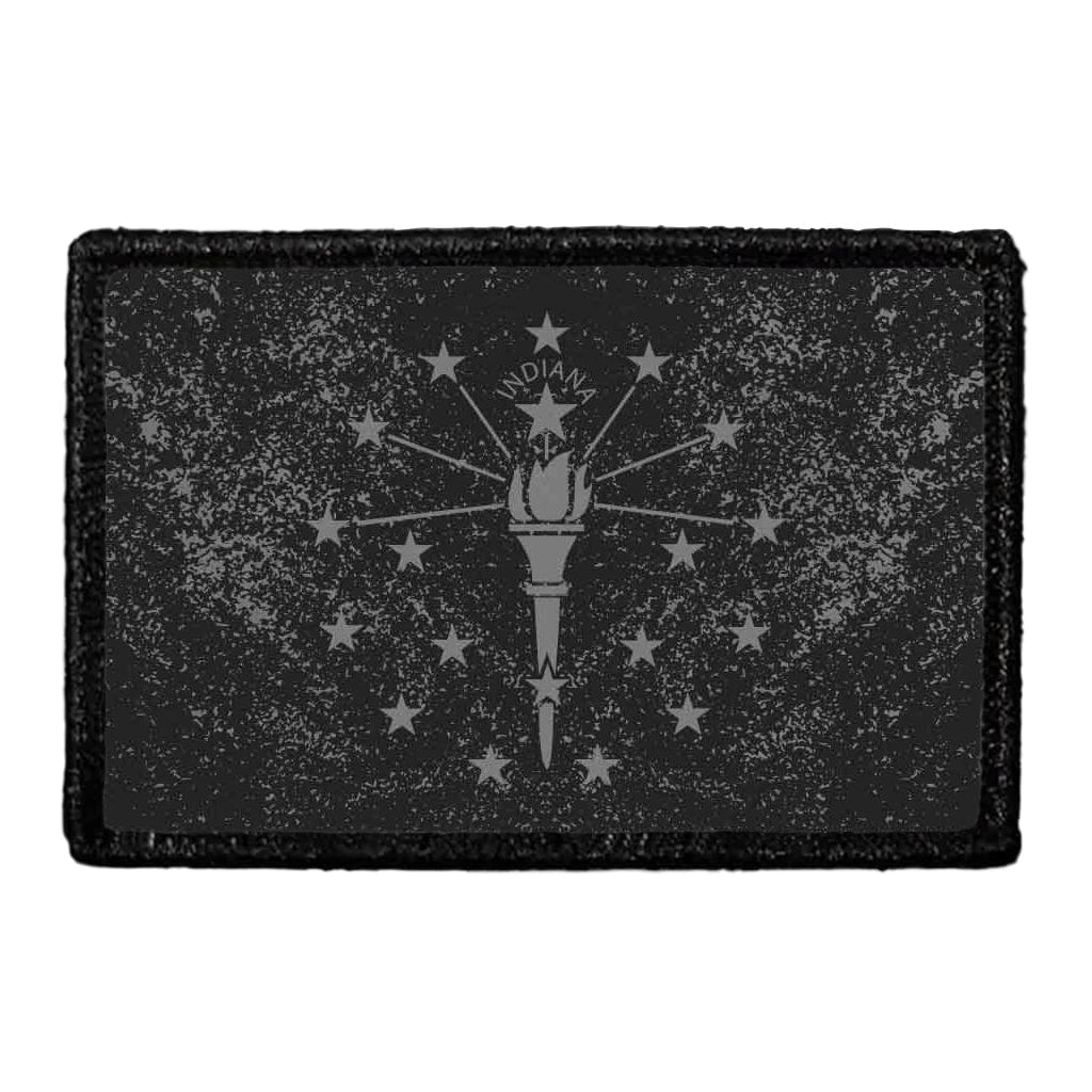Indiana State Flag - Black and White - Distressed - Removable Patch