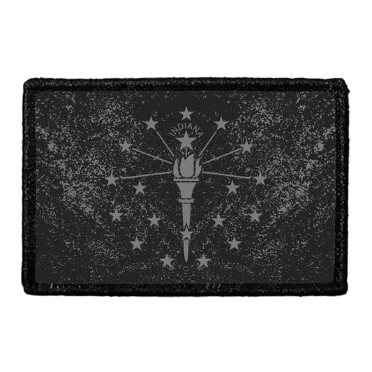 Indiana State Flag - Black and White - Distressed - Removable Patch