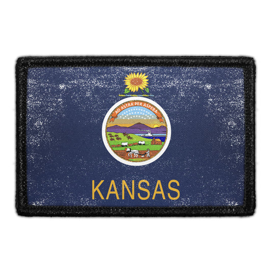 Kansas State Flag - Color - Distressed - Removable Patch