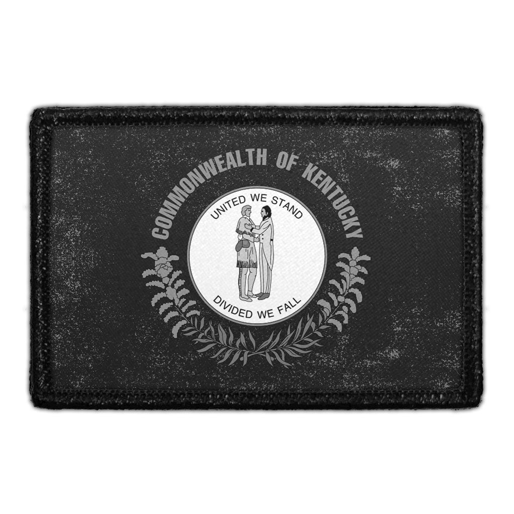 Kentucky State Flag - Black and White - Distressed - Removable Patch