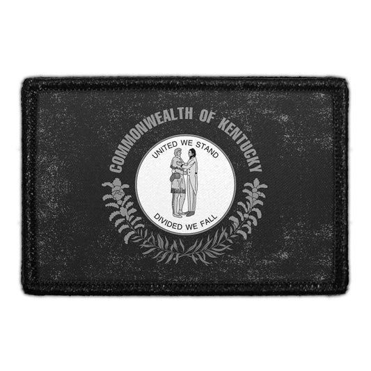 Kentucky State Flag - Black and White - Distressed - Removable Patch