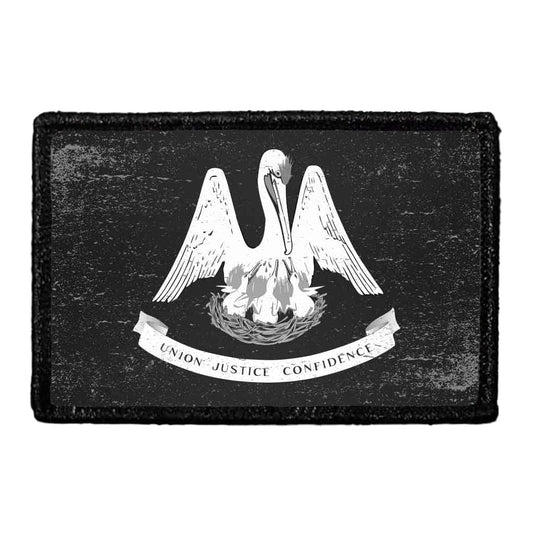 Louisiana State Flag - Black and White - Distressed - Removable Patch