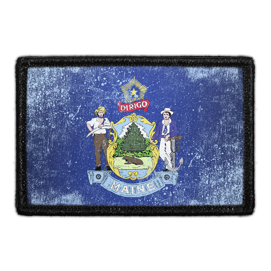 Maine State Flag - Color - Distressed - Removable Patch