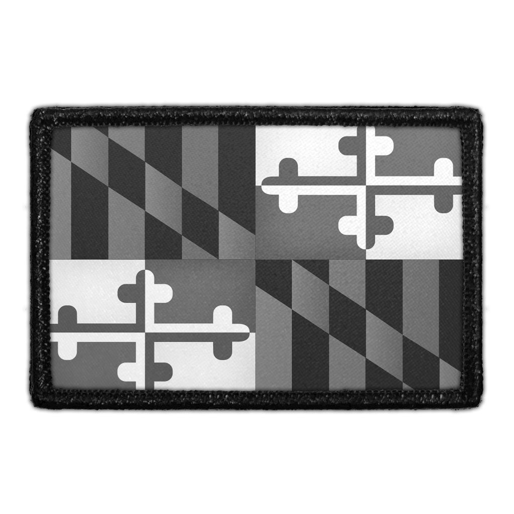 Maryland State Flag - Black and White - Removable Patch