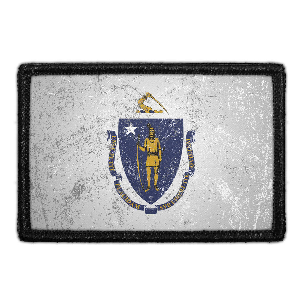 Massachusetts State Flag - Color - Distressed - Removable Patch