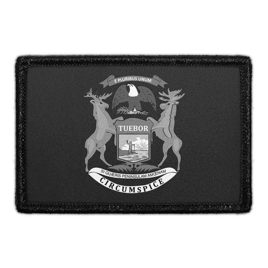 Michigan State Flag - Black and White - Removable Patch